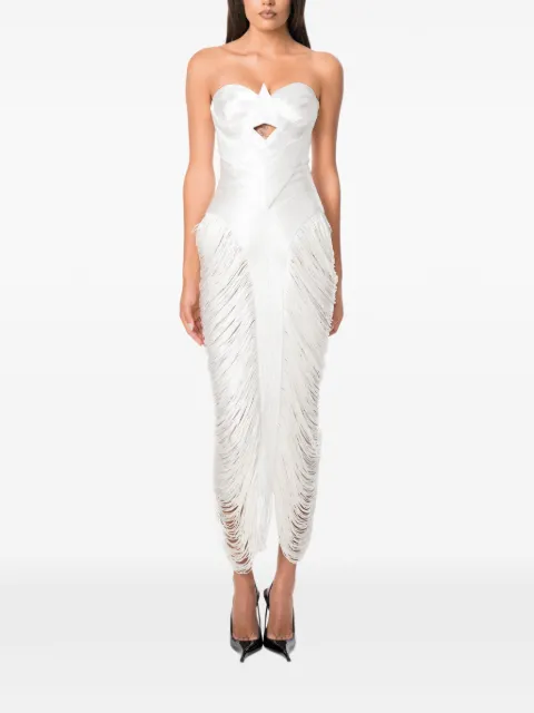 NORINA ST Aura fringe-trimmed cutout midi dress