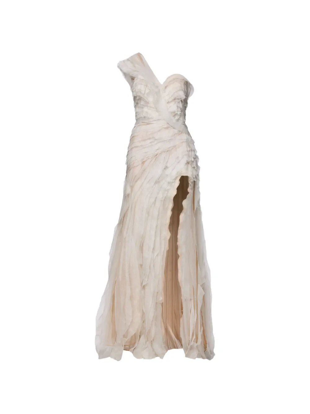 NORINA ST Zaira ruffled one-shoulder gown - Nude
