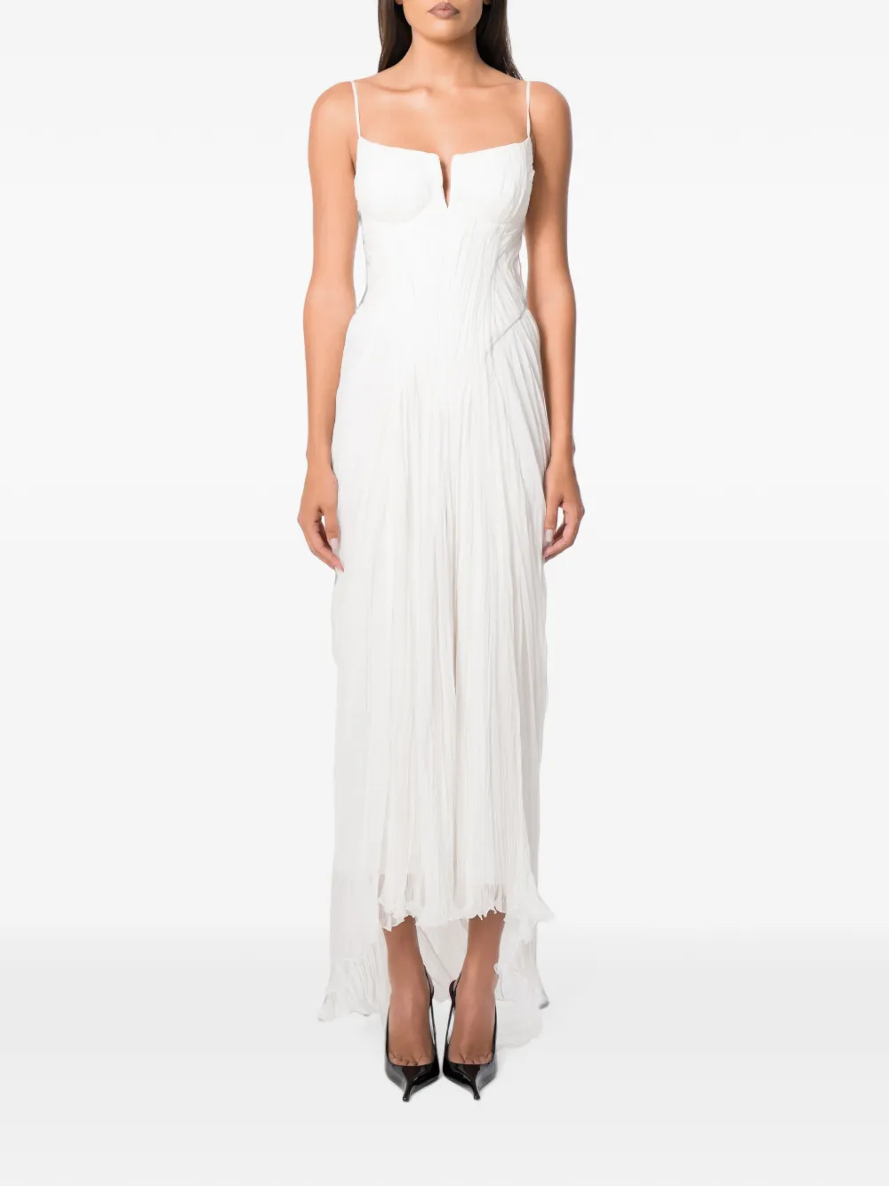 NORINA ST Cat corset-style pleated maxi dress