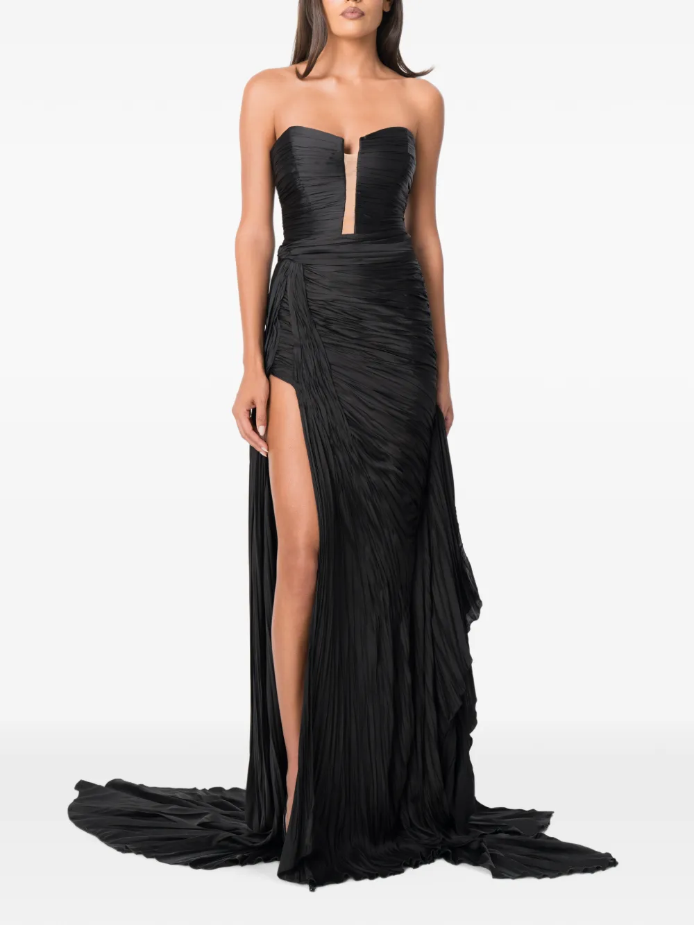 NORINA ST Viva strapless avondjurk met ruches Zwart