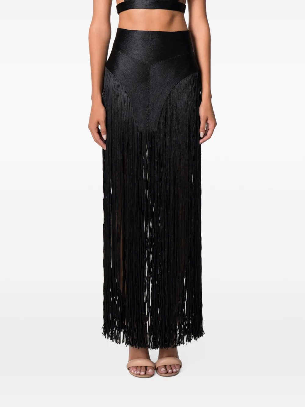NORINA ST midi fringe-trimmed cutout skirt set