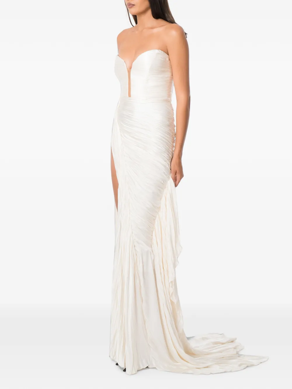NORINA ST Viva strapless maxi-jurk met ruches Wit