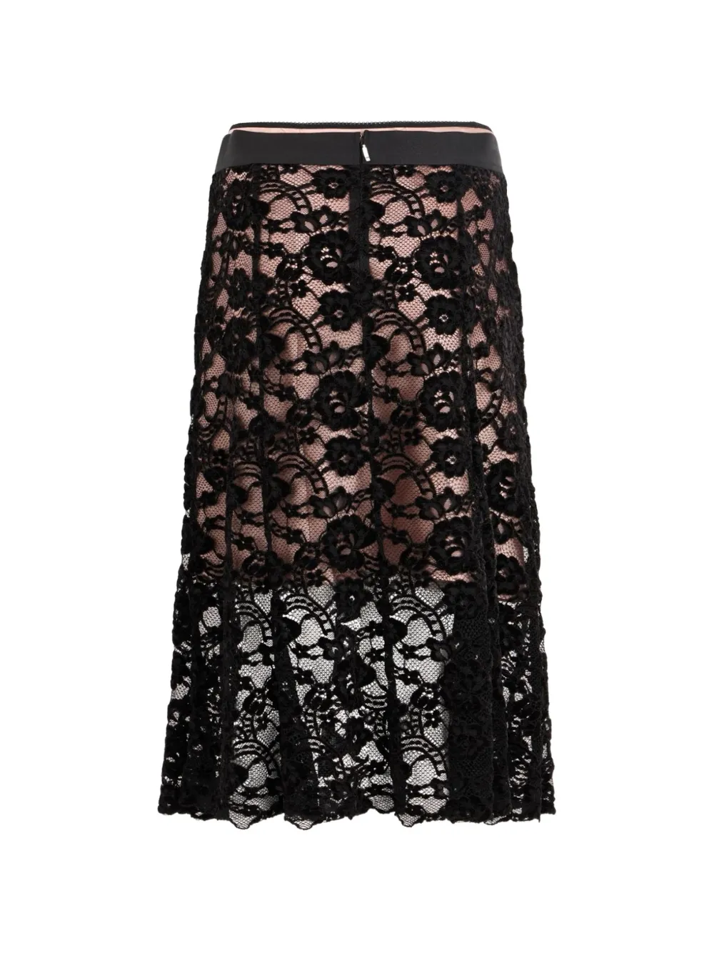 John Richmond Midi-rok met kanten laag en logo-patch Zwart