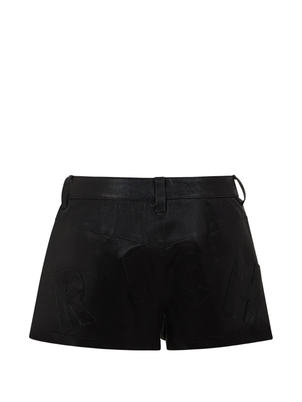 John Richmond Leren shorts met logo-patch en ritsdetail Zwart