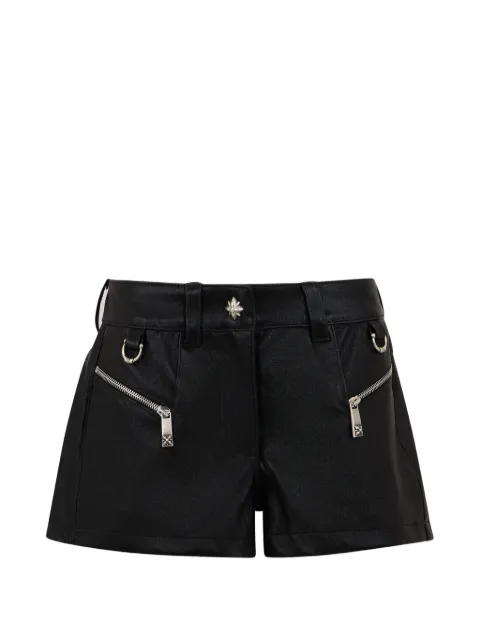 John Richmond logo-patch zip-detail leather shorts