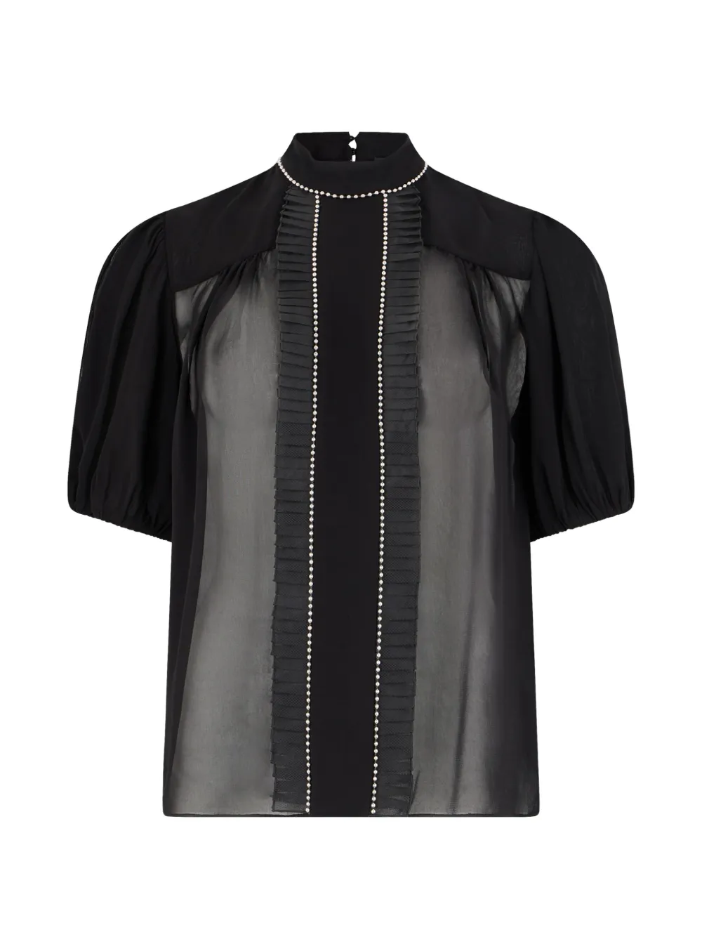 John Richmond Blouse met ruches verfraaid met kristallen Zwart