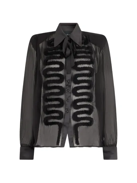 John Richmond ruffled sheer-panel shirt