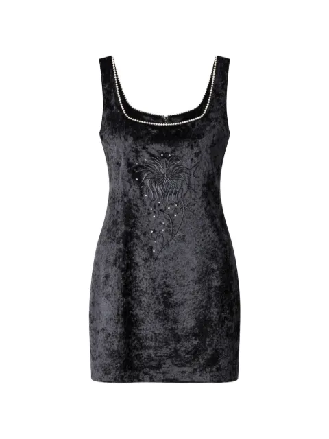 John Richmond robe courte en velours froissé à ornements