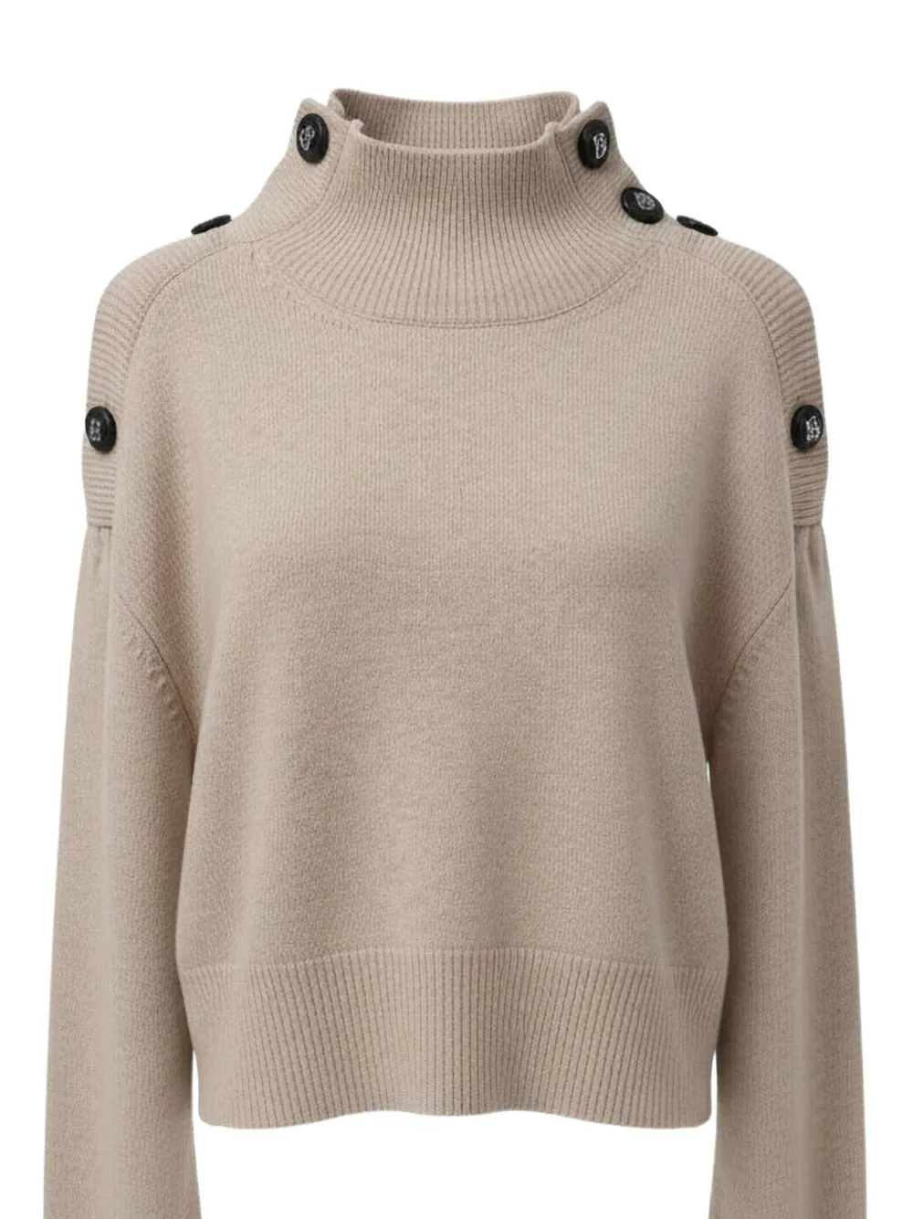 John Richmond Trui verfraaid met knopen en hoge hals Beige