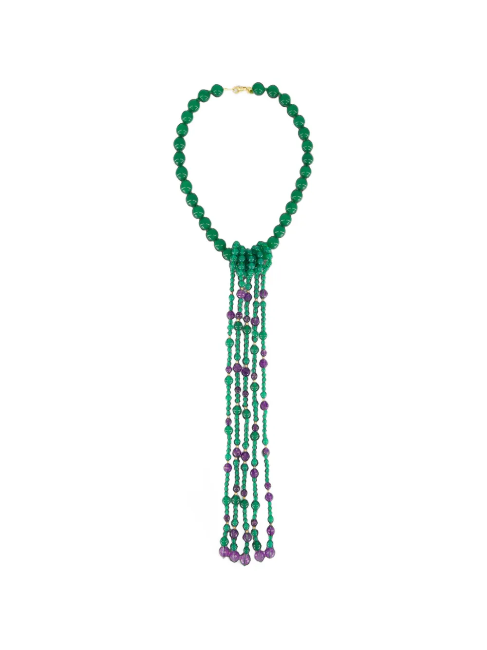 LE SUNDIAL beaded fringed necklace - Verde
