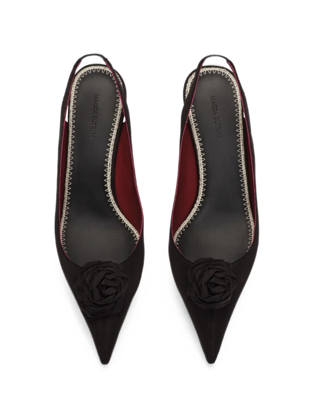 Magda Butrym Rose slingback satin pumps Zwart