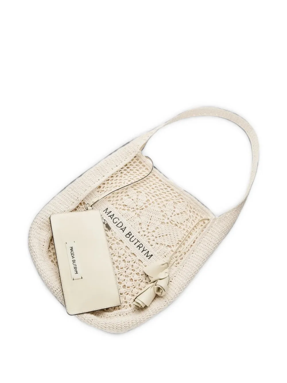 Magda Butrym crochet floral-appliqué tote bag Beige