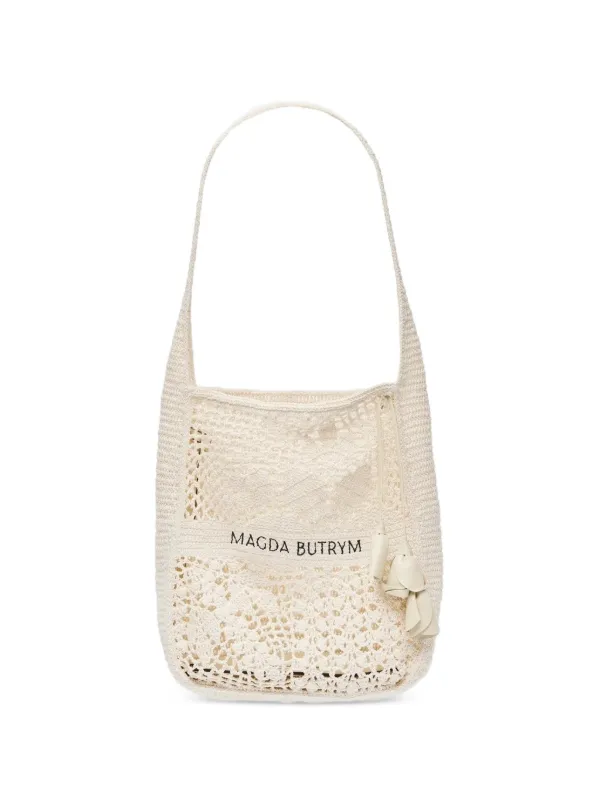 Magda Butrym Crochet Floral-appliqué Tote Bag in Neutrals