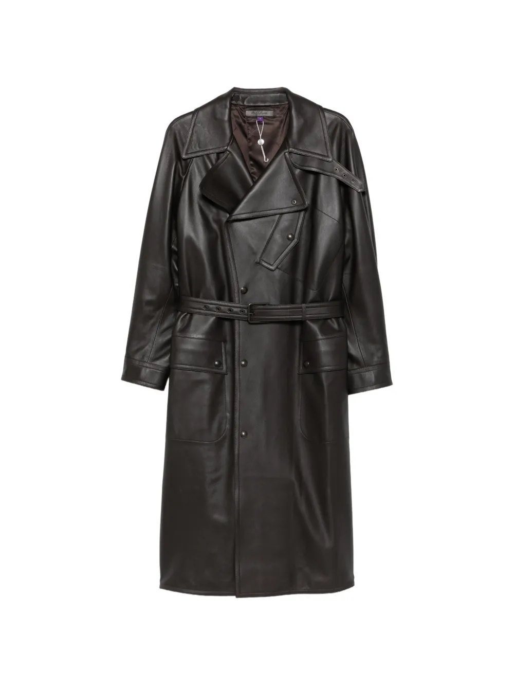 Lauren Ralph Lauren belted leather coat - Marrone