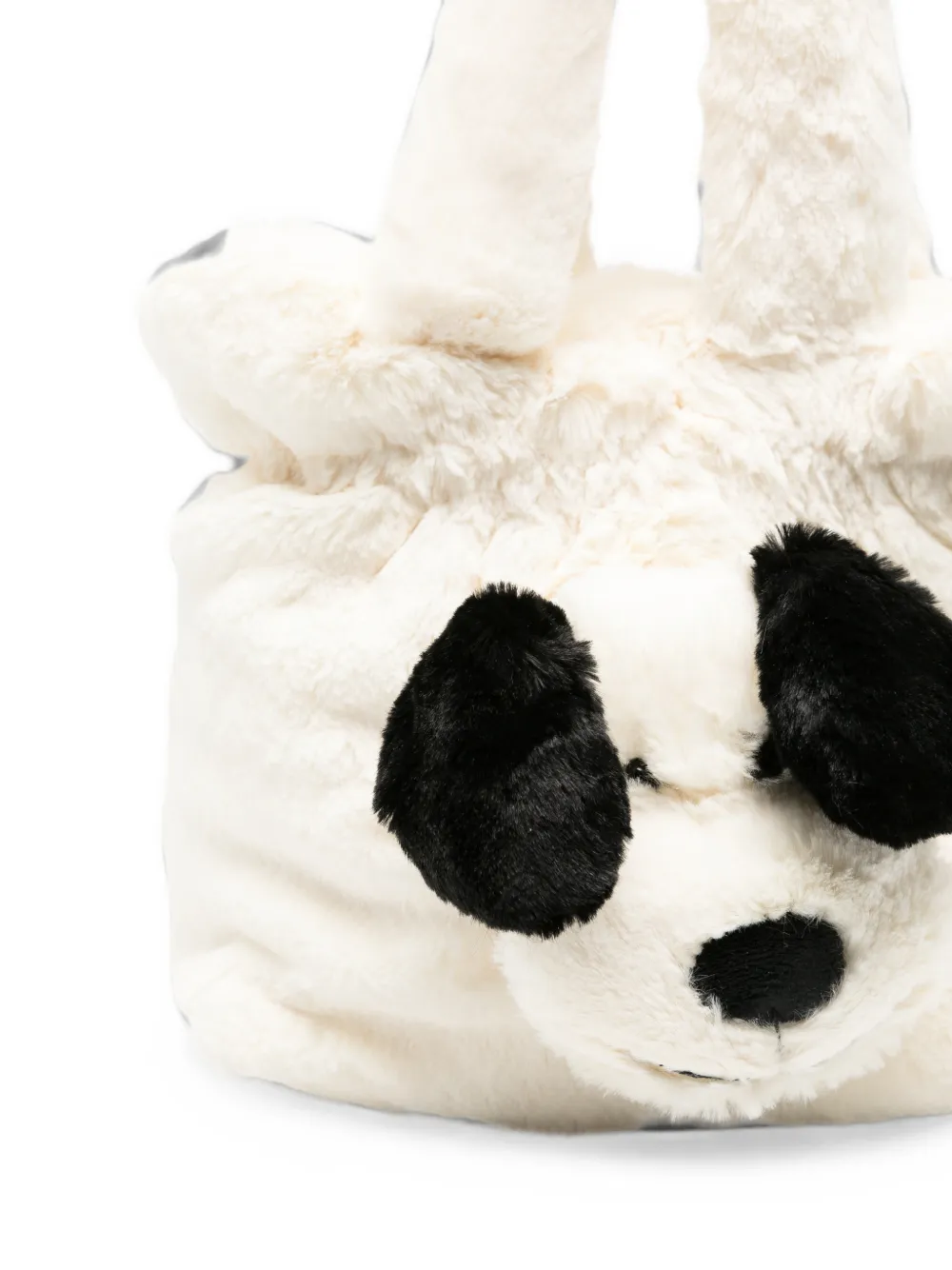 Jellycat shopper van imitatiebont met hondenpatch Wit