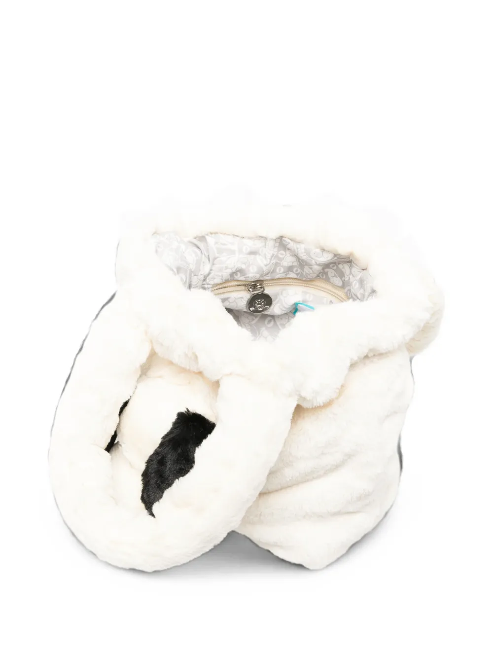Jellycat shopper van imitatiebont met hondenpatch Wit
