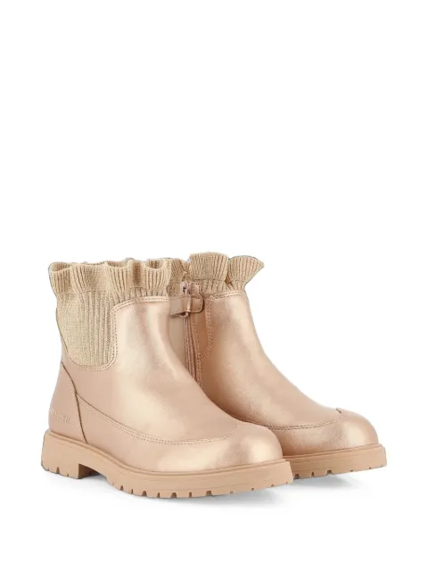 Billieblush metallic ruffled-trim boots