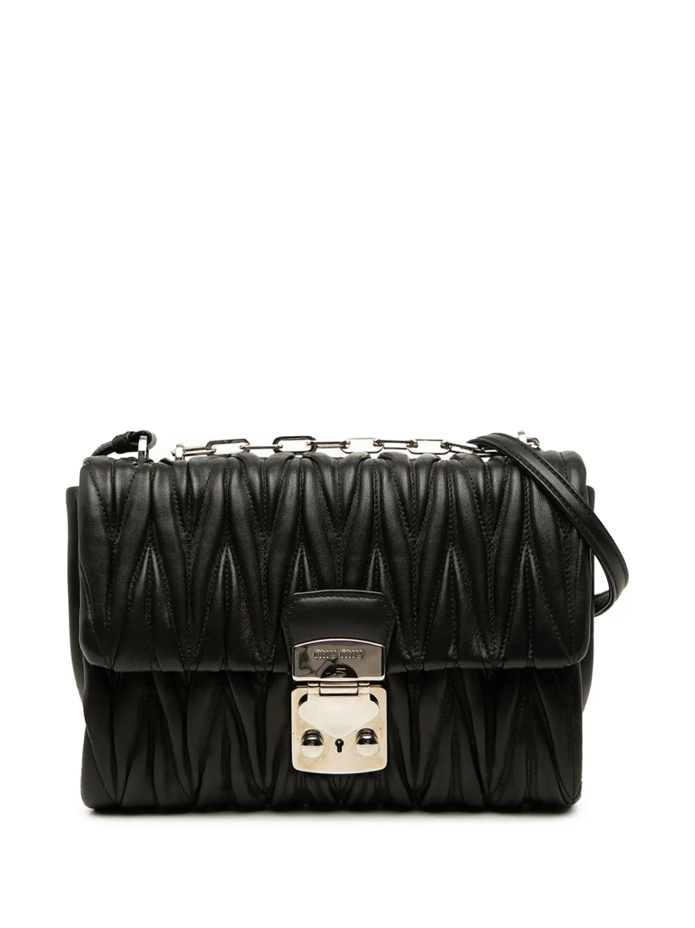 Miu Miu Pre-Owned Borsa a spalla in nappa matelassé con battente 2010-2026 - Nero