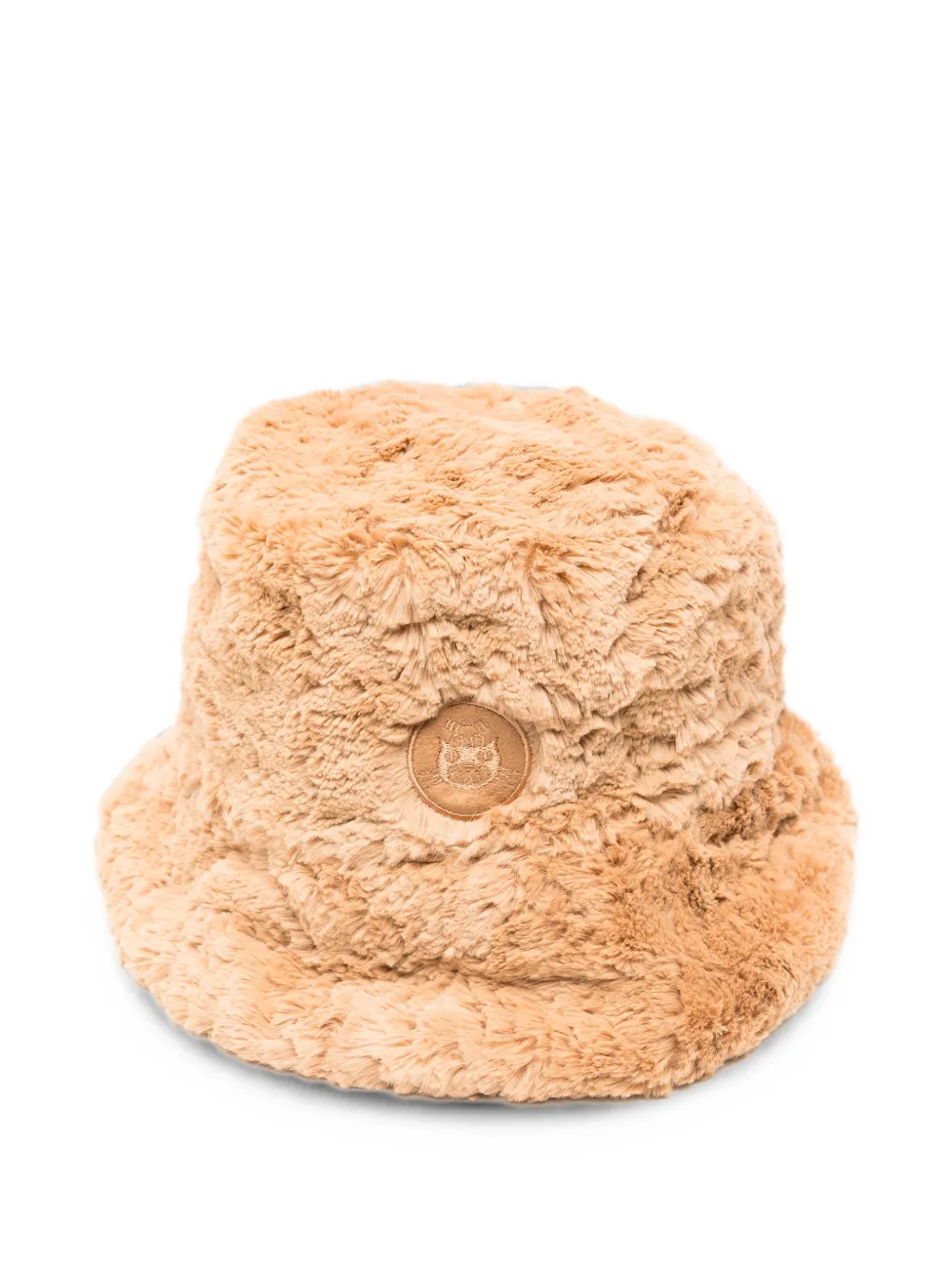 Jellycat Vissershoed van imitatiebont met beerpatch Beige