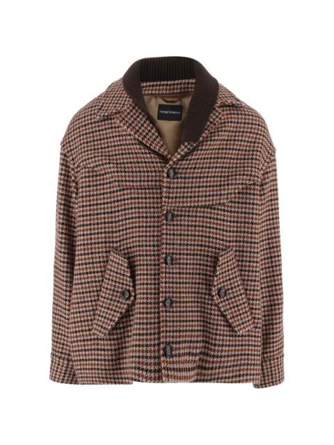 Emporio Armani houndstooth-pattern ribbed-collar jacket