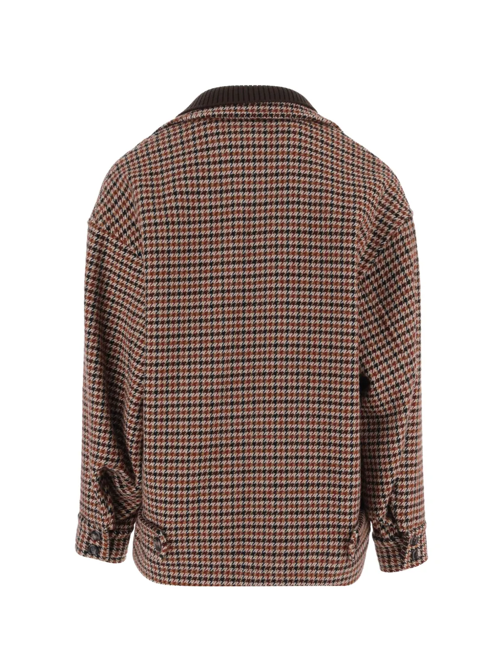 Emporio Armani Jack met pied-de-poule print en geribbelde kraag Bruin