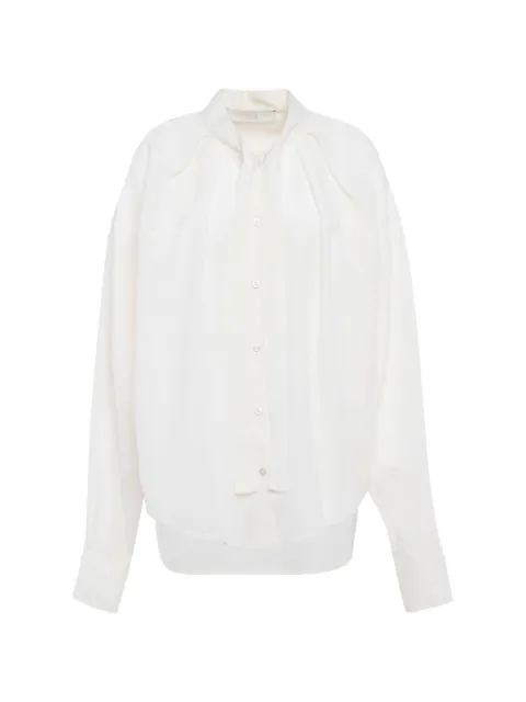 Tela pleated long-sleeve blouse
