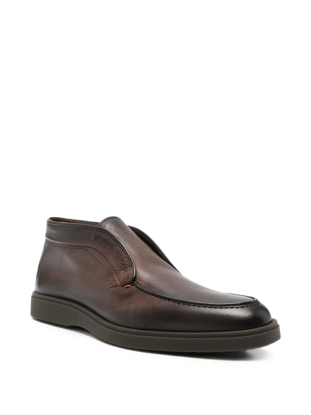 Santoni grainy leather slip-on boots Bruin