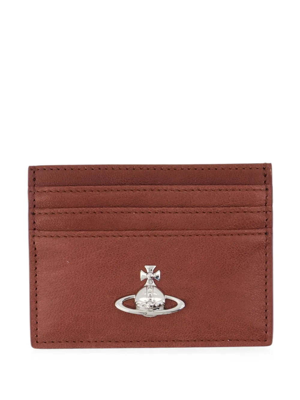 Vivienne Westwood Orb-plaque leather card holder - Braun