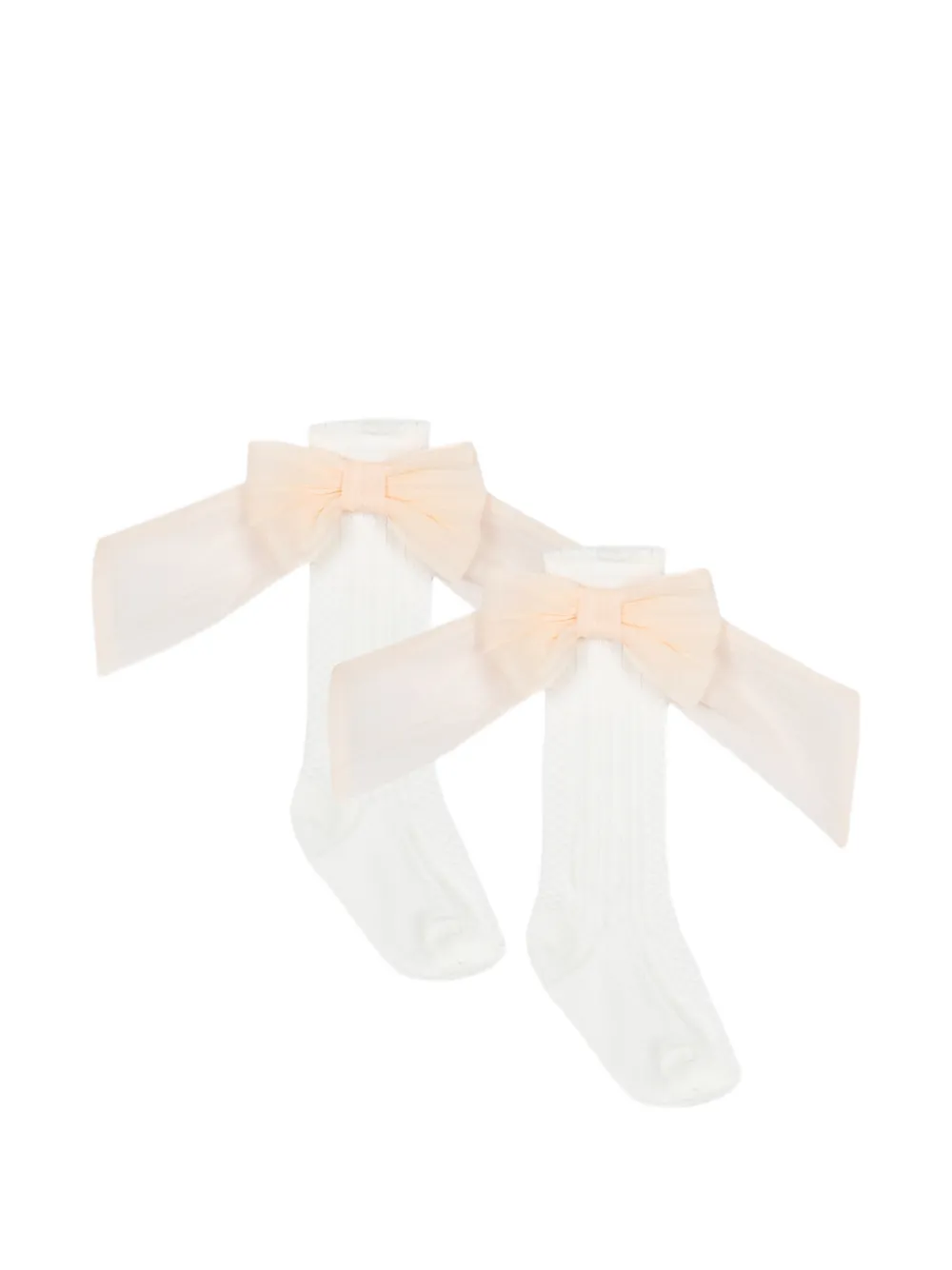 Patachou bow-detail open-knit socks - Bianco