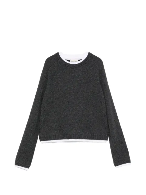Semicouture layered-effect raglan-sleeve sweater