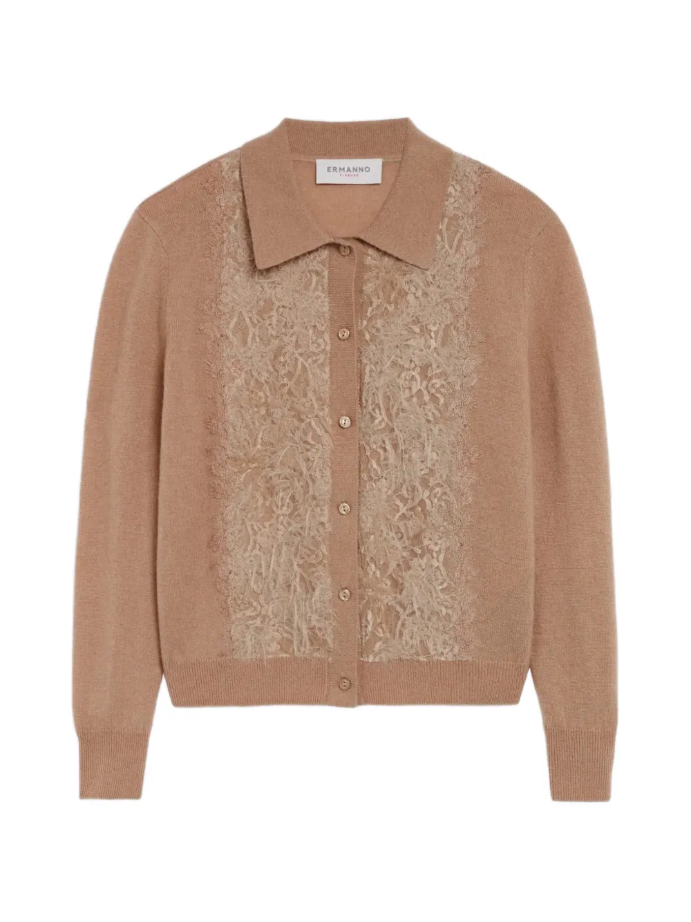 Ermanno Scervino lace-panelled cardigan - Braun