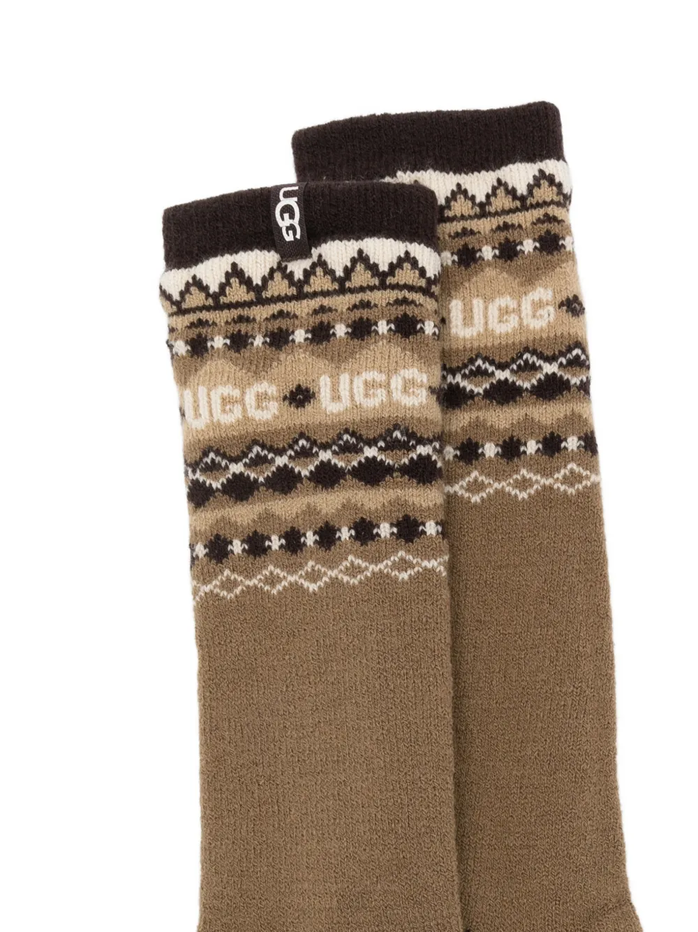 Ugg Logo-intarsia Socks In Brown