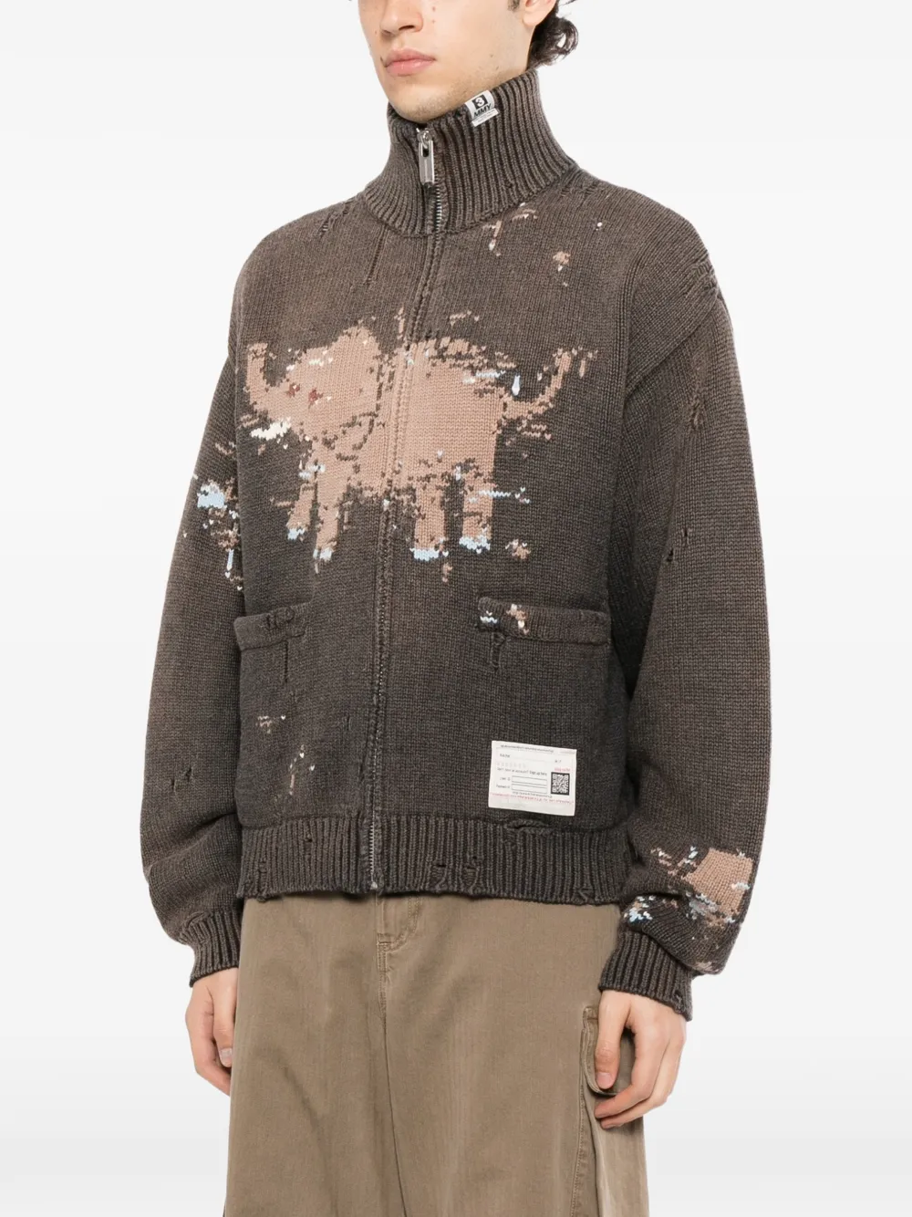 Maison MIHARA YASUHIRO Gebreid vest met olifant-jacquard Grijs