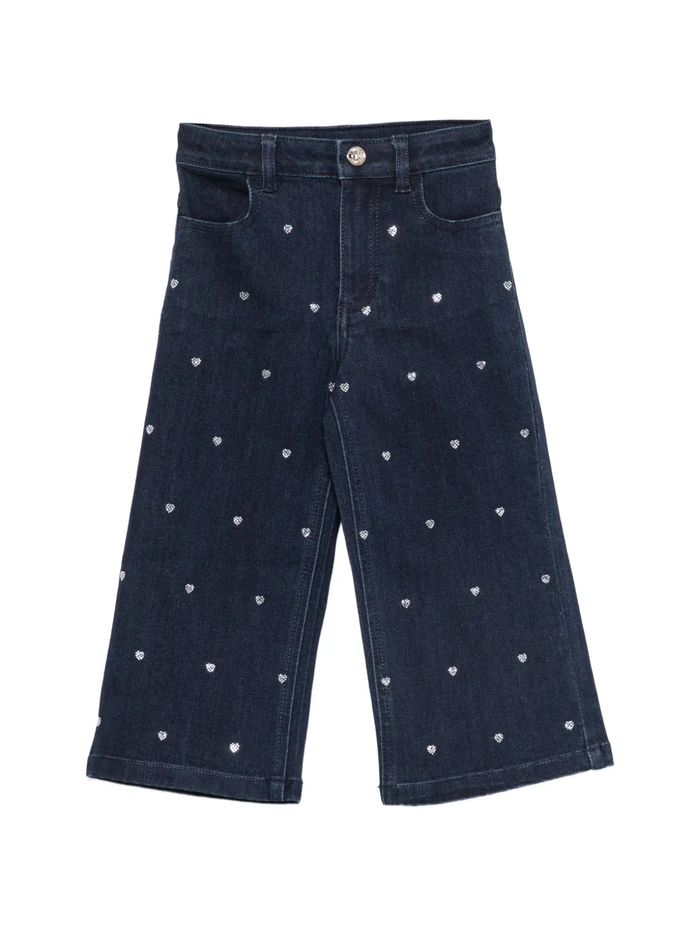 TWINSET Kids Jeans a gamba ampia con stampa cuore - Blu