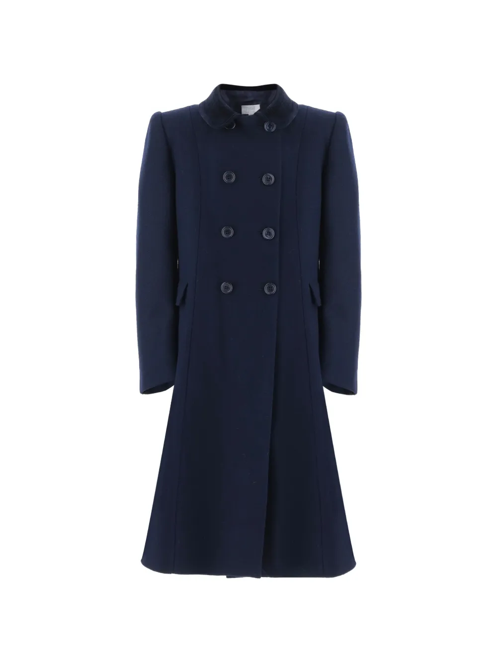 FRIKI velvet-collar double-breasted coat - Blau