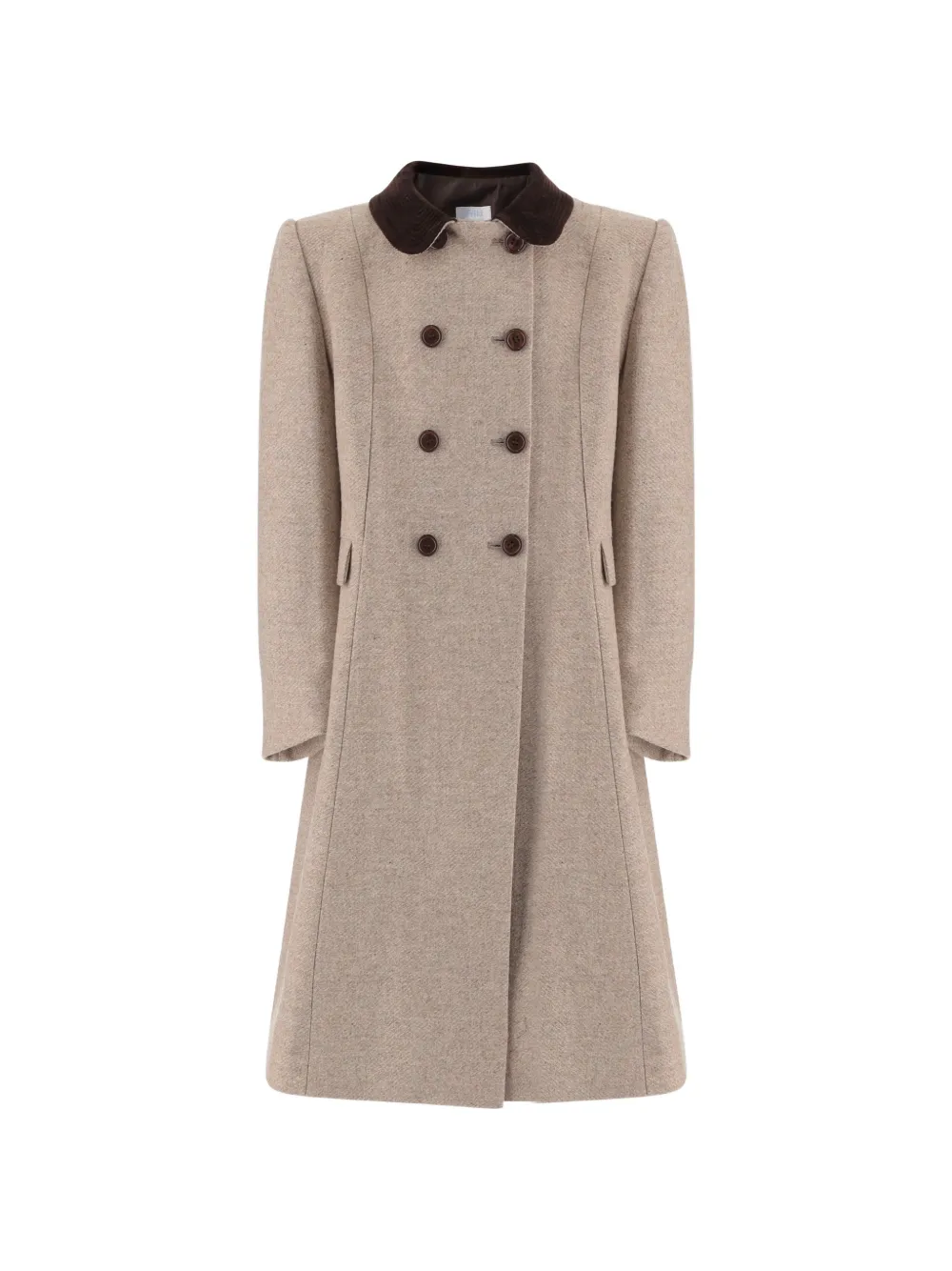 FRIKI velvet-collar double-breasted coat - Nude