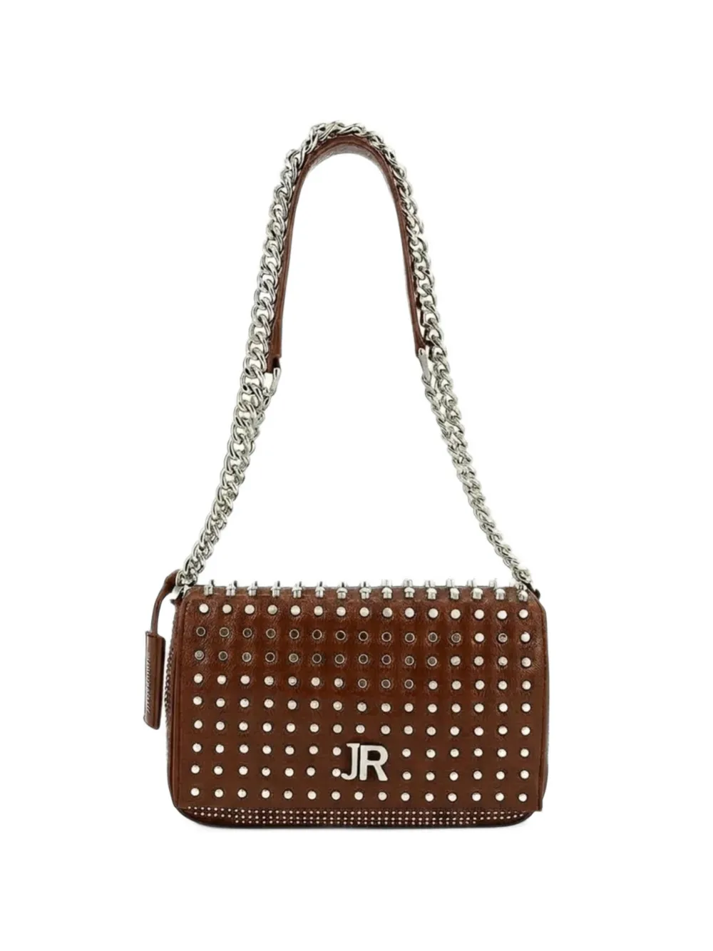 John Richmond Borsa a spalla con placca logo - Marrone