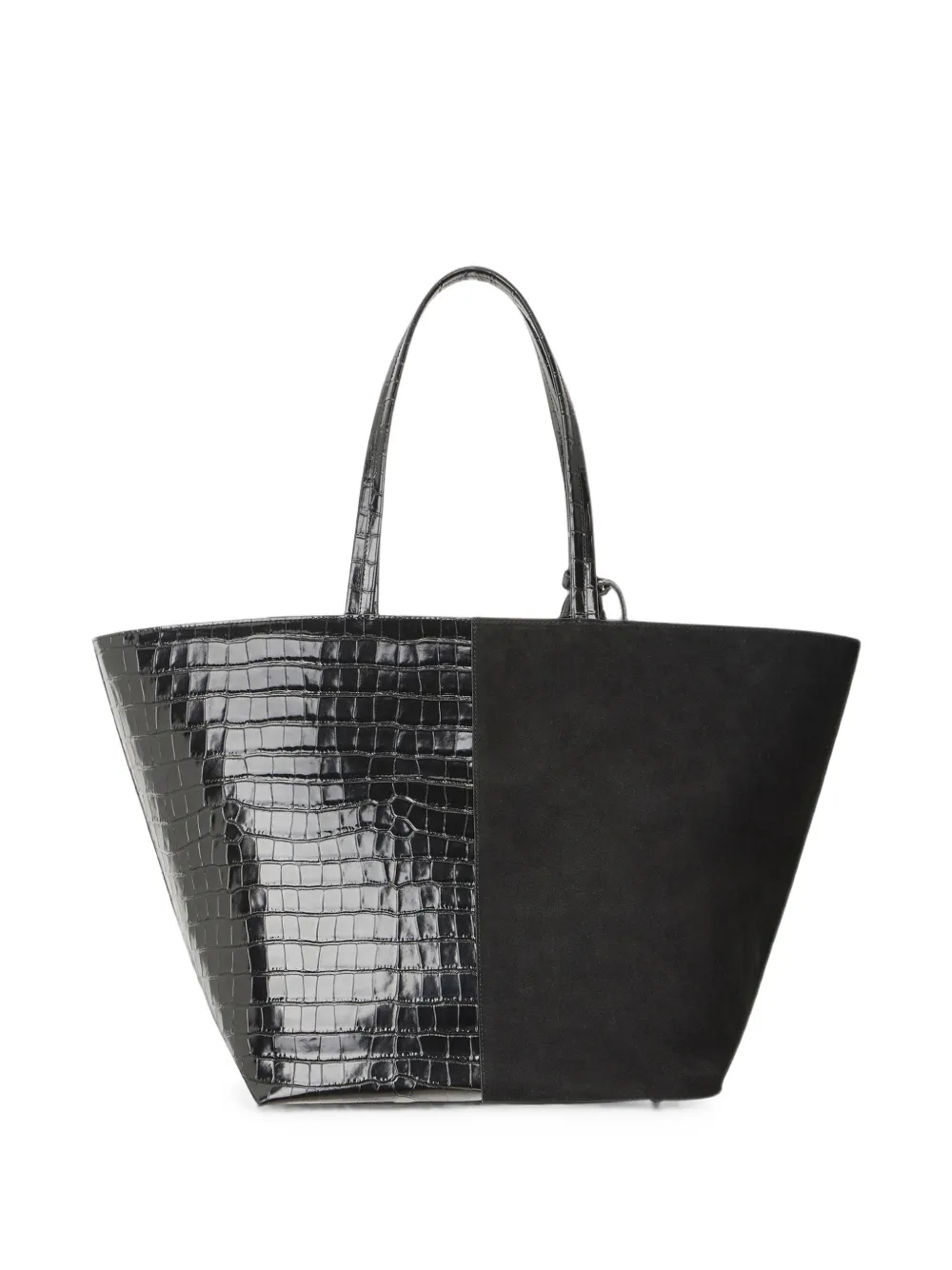 John Richmond Shopper met krokodillen-reliëf en vlakken Zwart