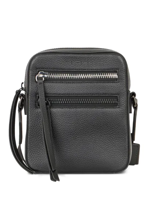 John Richmond grained-leather zip-pocket messenger bag