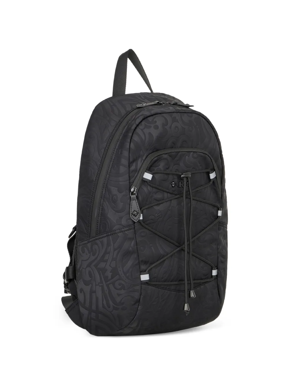John Richmond Rugzak met jacquard-effect en bungee-koord Zwart