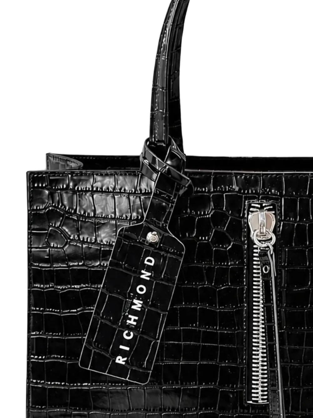 John Richmond Shopper met krokodillen-reliëf Zwart