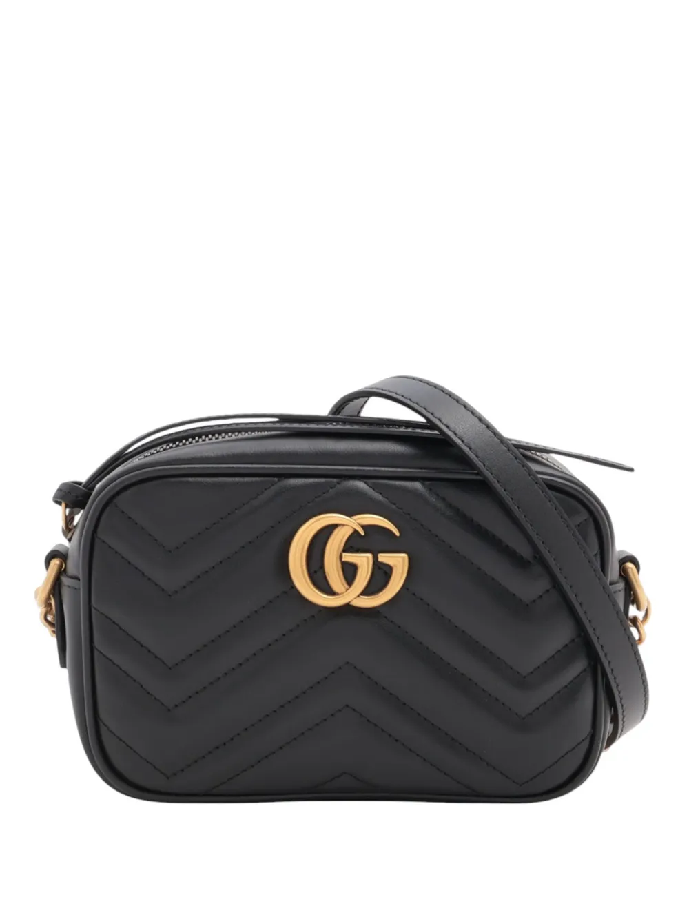 Gucci Pre-Owned 2000-2015 Mini GG Marmont Matelasse Leather crossbody bag - Nero