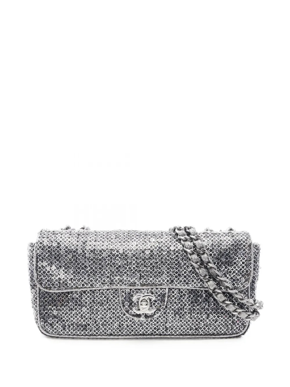 CHANEL Pre-Owned 2006-2008 CC Sequins East West Flap shoulder bag - Argento