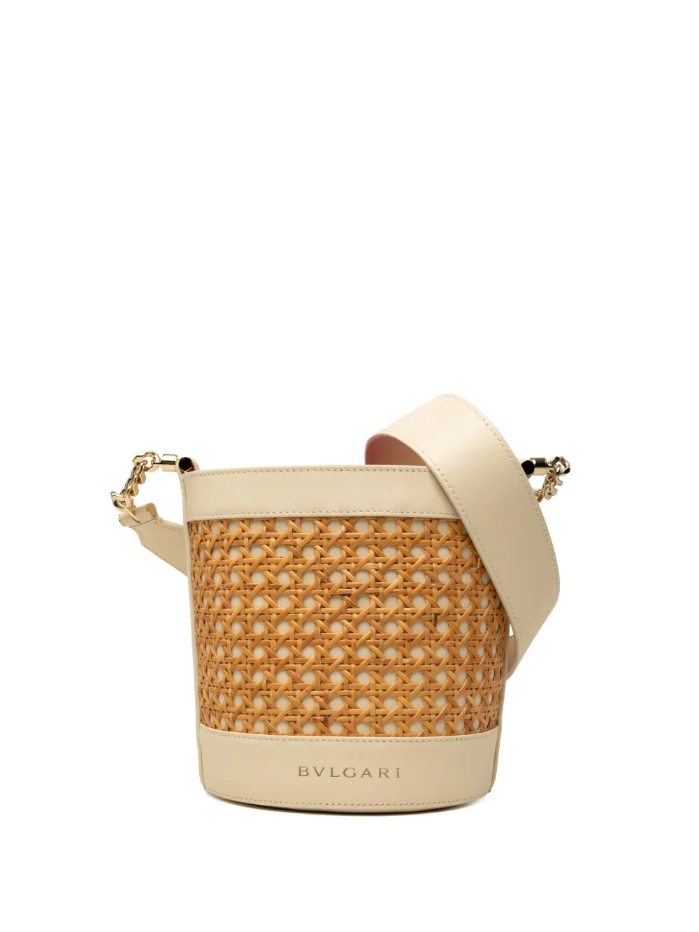 Bvlgari Pre-Owned 2000-2026 Serpenti Forever Beuteltasche aus Korbgeflecht und Kalbsleder - Nude