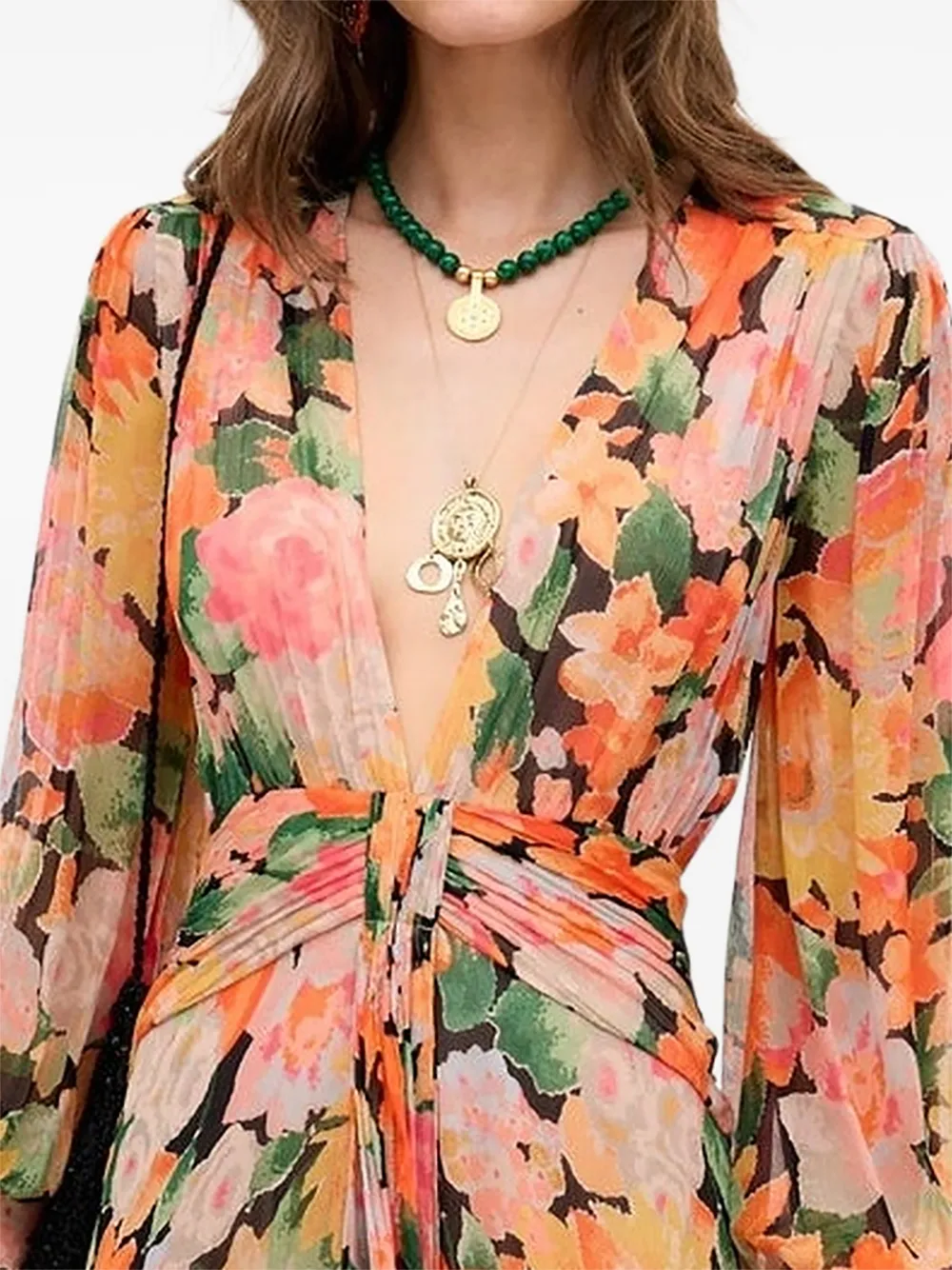 Rixo Floral-print Silk-chiffon Maxi Dress in Orange, view 2