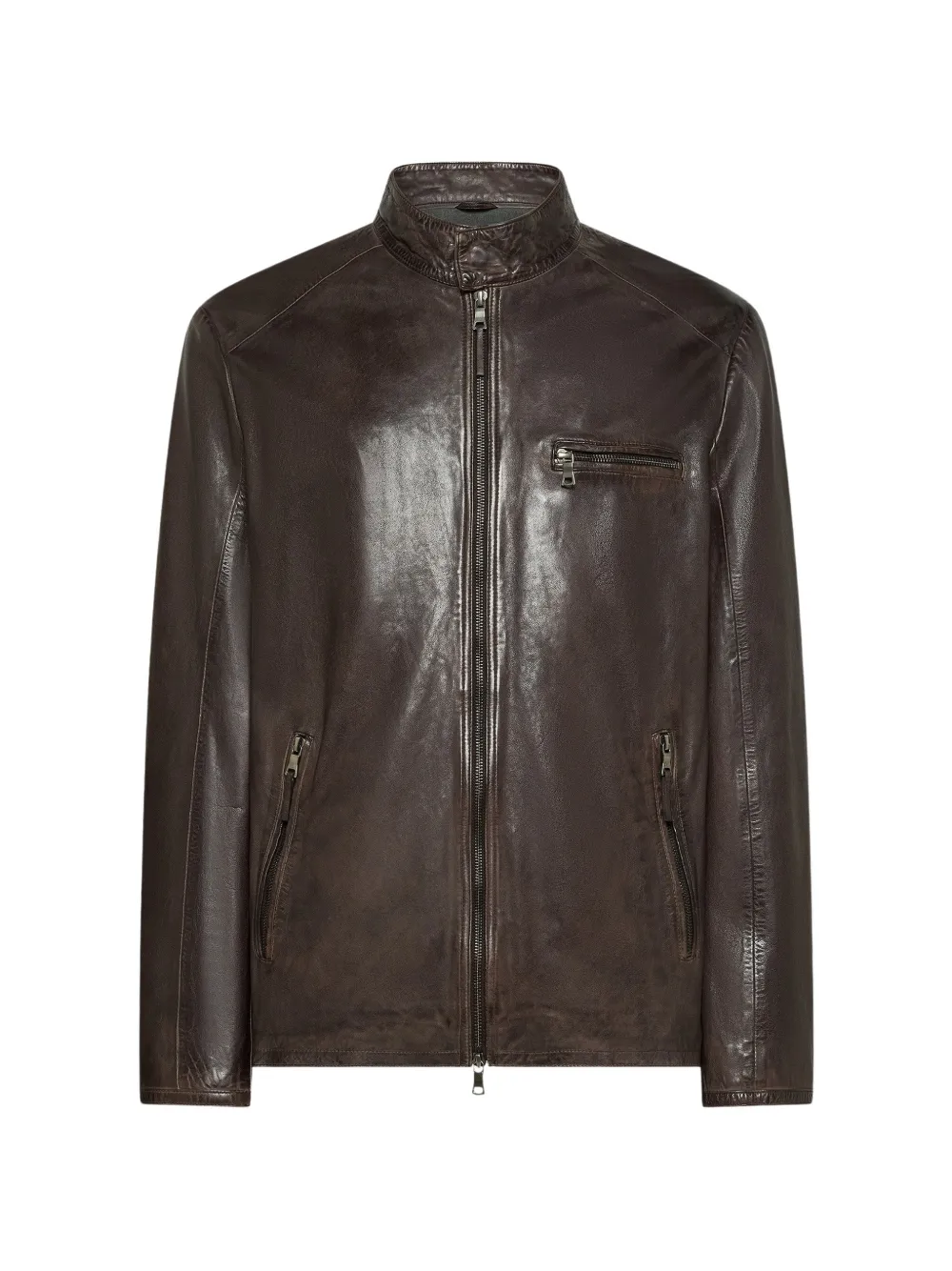 Seventy leather zip-up jacket | Braun | Image 1
