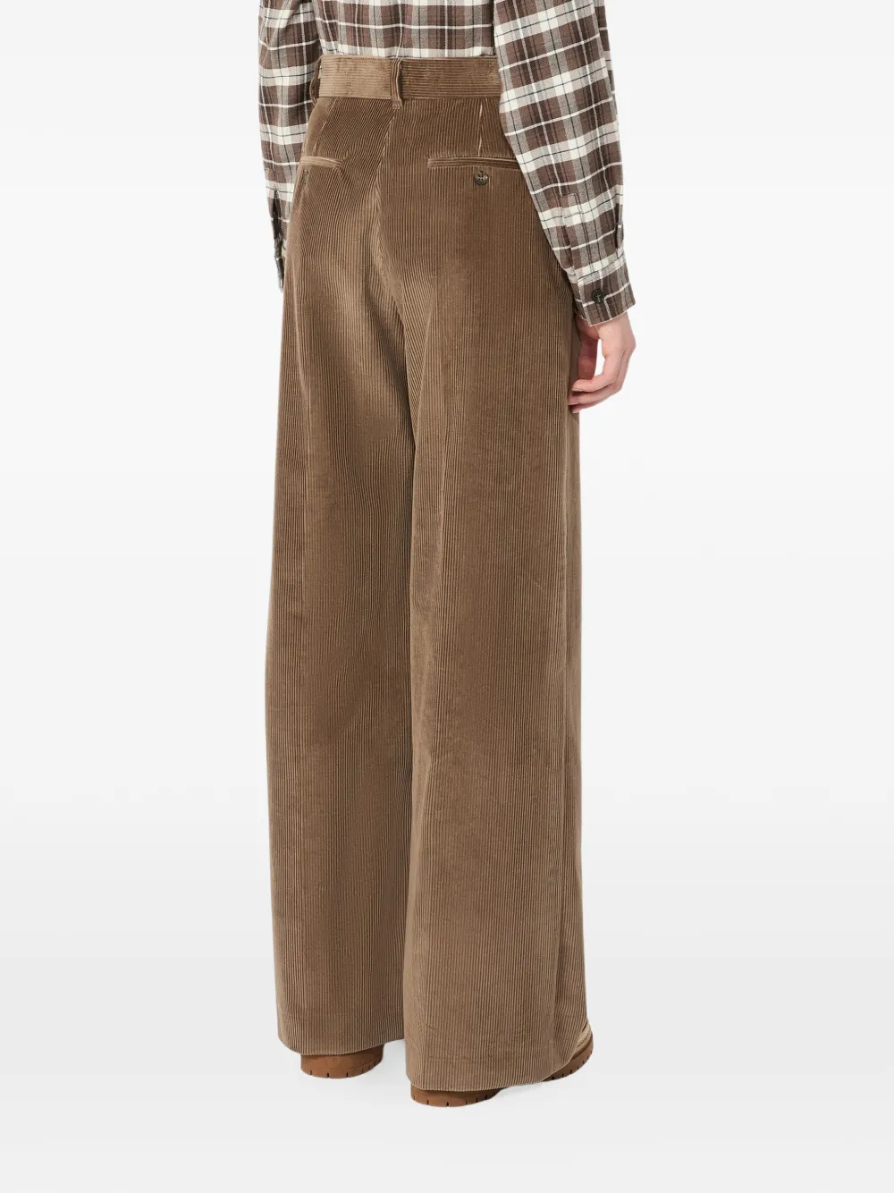 Weekend Max Mara Tania ribfluwelen broek met wijde pijpen Bruin