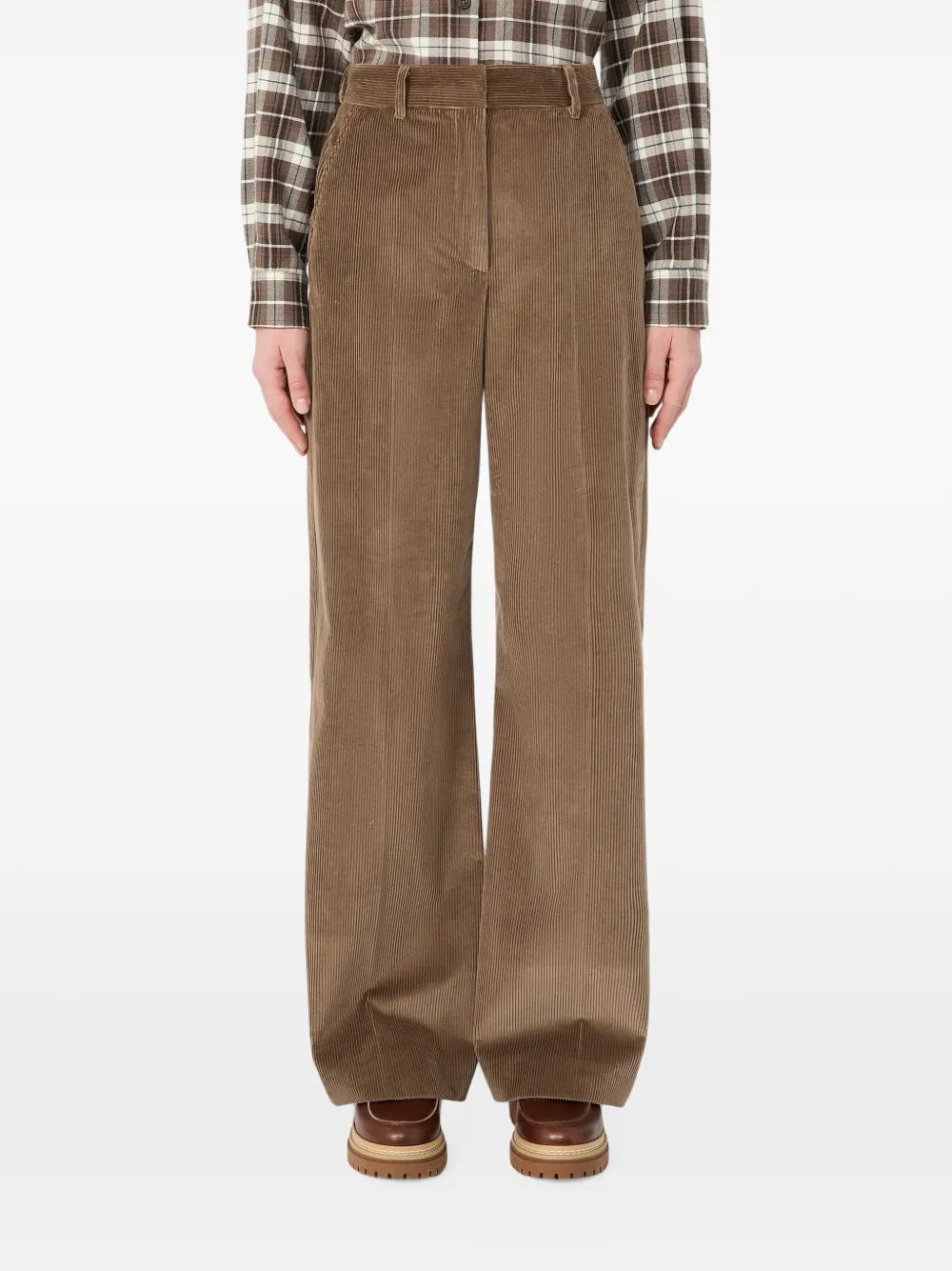 Weekend Max Mara Tania ribfluwelen broek met wijde pijpen Bruin