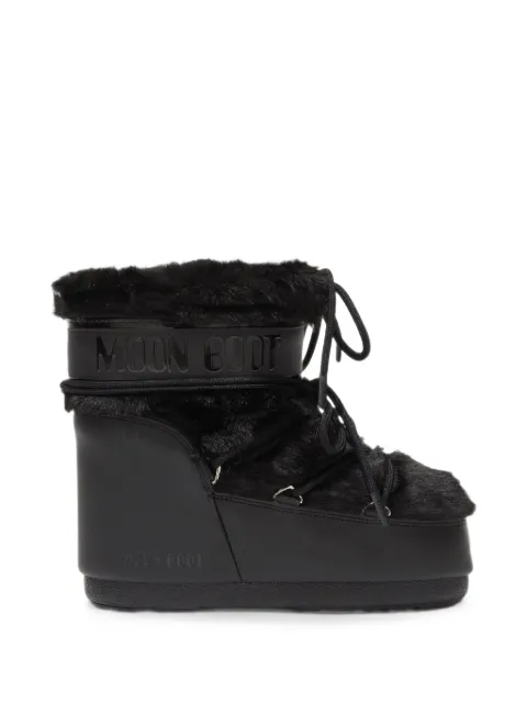 Moon Boot icon low black faux-fur boots