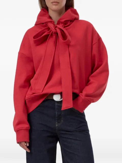 Closed bow-detail dropped-shoulder hoodie
